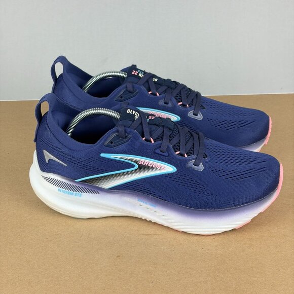 Brooks Glycerin GTS 22 Athletic Running Shoes Womens 9.5 Blue White Low Top - Picture 3 of 10